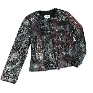 Vintage Joseph Ribkoff Metallic Sequin Jacket Party Blazer Glam Holiday